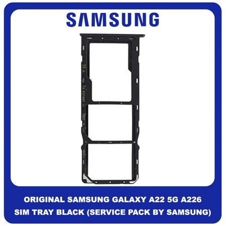 Γνήσιο Original Samsung Galaxy A22 5G A226 (SM-A226B, SM-A226B/DS, SM-A226B/DSN) SIM Card Tray Cover Assy + Micro SD Tray Slot Υποδοχέας Βάση Θήκη Κάρτας SIM Κάλυμμα Black Μαύρο GH81-20741A (Service Pack By Samsung)
