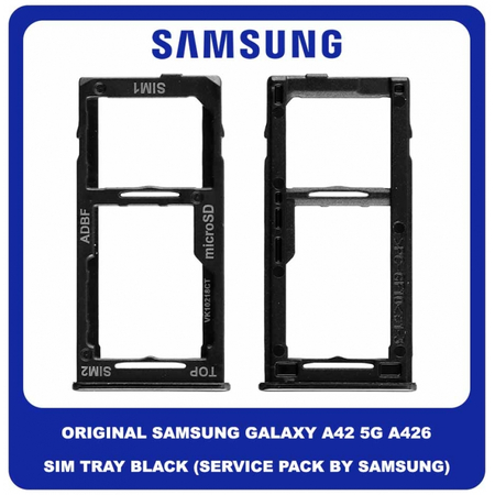 Original Γνήσιο Samsung Galaxy A42 5G A426 (SM-A426B, SM-A426B/DS, SM-A4260, SM-A426U) SIM Card Tray Cover Assy + Micro SD Tray Slot Υποδοχέας Βάση Θήκη Κάρτας SIM Κάλυμμα Black Μαύρο GH64-08247A (Service Pack By Samsung)