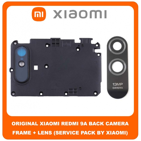 Original Γνήσιο Xiaomi Redmi 9A Redmi9A (M2006C3LG, M2006C3LI, M2006C3LC, M2004C3L) Rear Back Camera Frame Πίσω Πλαίσιο Κάμερας + Lens Τζαμάκι Κάμερας (Service Pack By Xiaomi)