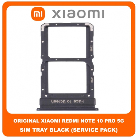 Original Γνήσιο Xiaomi Redmi Note 10 Pro 5G CN , Note10 Pro 5G CN (China Version) SIM Card Tray Cover Assy + Micro SD Tray Slot Υποδοχέας Βάση Θήκη Κάρτας SIM Κάλυμμα Black Μαύρο (Service Pack By Xiaomi)