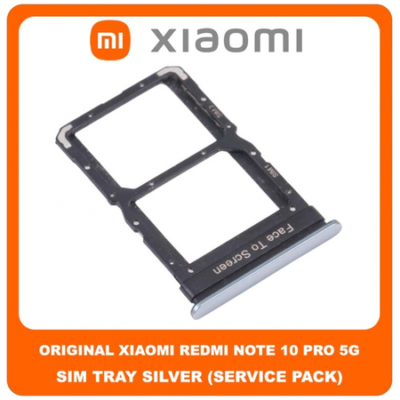 Original Γνήσιο Xiaomi Redmi Note 10 Pro 5G CN , Note10 Pro 5G CN (China Version) SIM Card Tray Cover Assy + Micro SD Tray Slot Υποδοχέας Βάση Θήκη Κάρτας SIM Κάλυμμα Silver Ασημί (Service Pack By Xiaomi)