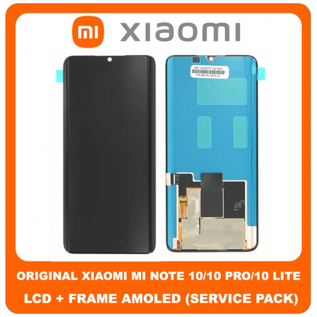 Γνήσια Original Xiaomi Mi Note 10, Mi Note 10 Pro (M1910F4G, M1910F4S), Mi Note 10 Lite (M2002F4LG, M1910F4G) Super Amoled Lcd Display Assembly Screen Οθόνη + Touch Screen Digitizer Μηχανισμός Αφής Black 56100100F4-L2 (Service Pack By Xiaomi)
