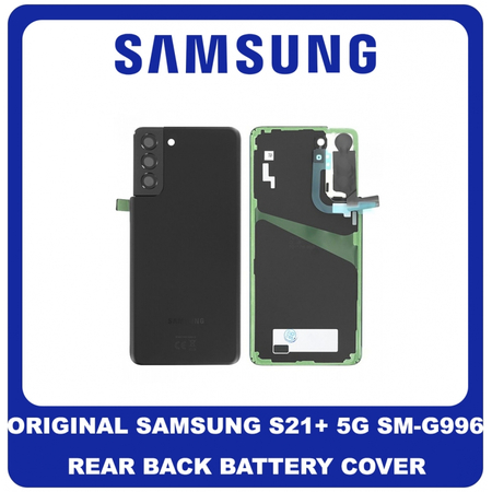 Γνήσιο Original Samsung Galaxy S21+ S21 Plus 5G 2021 G996 (G996B, G996B/DS) Rear Back Battery Cover Πίσω Κάλυμμα Καπάκι Πλάτη Μπαταρίας Phantom Black Μαύρο GH82-24505A (Service Pack By Samsung)