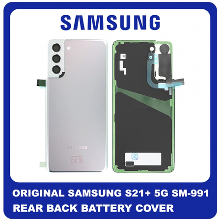 Γνήσιο Original Samsung Galaxy S21+ S21 Plus 5G 2021 (SM-G991B, SM-G991B/DS) Rear Back Battery Cover Πίσω Κάλυμμα Καπάκι Πλάτη Μπαταρίας Phantom Silver Ασημί GH82-24505C (Service Pack By Samsung)