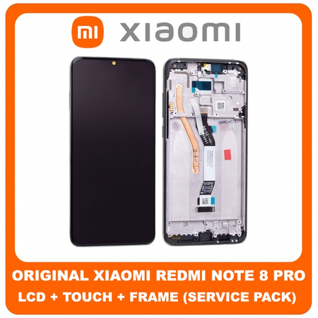 Γνήσιο Original Xiaomi Redmi Note 8 Pro, Note8 Pro (2015105, M1906G7I, M1906G7G) Lcd Screen Display Οθόνη + Touch Screen Digitizer Μηχανισμός Αφής + Πλαίσιο Frame Black Μαύρο 56000500G700 (Service Pack By Xiaomi)