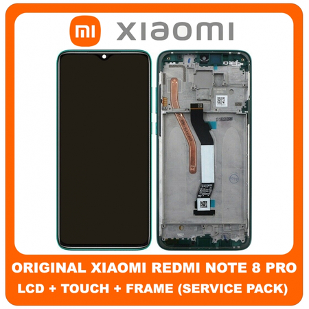 Γνήσιο Original Xiaomi Redmi Note 8 Pro, Note8 Pro (2015105, M1906G7I, M1906G7G) Lcd Screen Display Οθόνη + Touch Screen Digitizer Μηχανισμός Αφής + Πλαίσιο Frame Green 56000400G700 (Service Pack By Xiaomi)