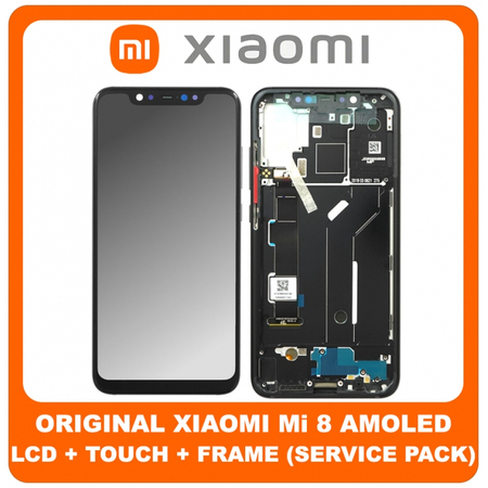 Γνήσιο Original Xiaomi Mi 8 Mi8 (M1803E1A) Amoled LCD Display Screen Οθόνη + Touch Screen Digitizer Μηχανισμός Αφής Black Μαύρο 5606100400B6 (Service Pack By Xiaomi)