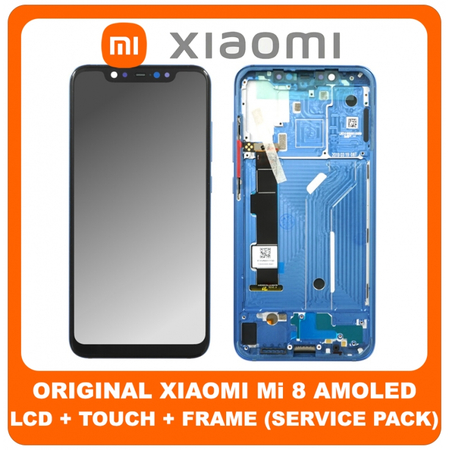 Γνήσιο Original Xiaomi Mi 8 Mi8 (M1803E1A) Amoled LCD Display Screen Οθόνη + Touch Screen Digitizer Μηχανισμός Αφής Blue 561010006033 (Service Pack By Xiaomi)