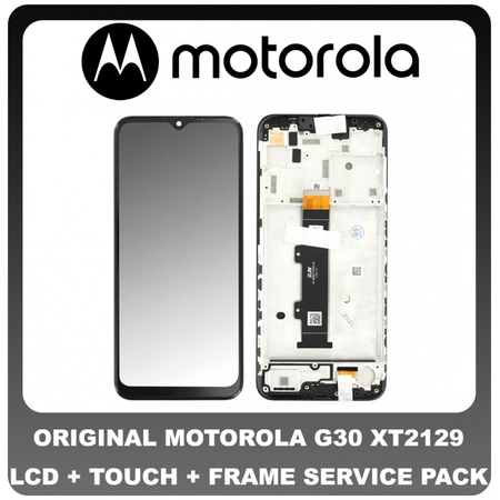 Γνήσιο Original Motorola MOTO G30 (XT2129) Lcd Display Screen Οθόνη + Touch Screen Digitizer Μηχανισμός Αφής + Frame Πλασιο Black 5D68C18187 (Service Pack By Motorola)