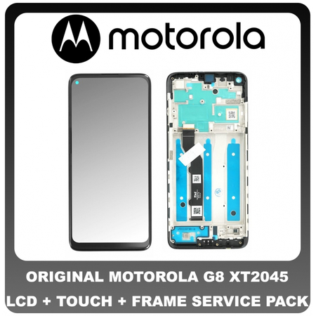 Γνήσιο Original Motorola MOTO G8 (XT2045) Lcd Display Screen Οθόνη + Touch Screen Digitizer Μηχανισμός Αφής + Frame Πλασιο Black 5D68C16383 (Service Pack By Motorola)
