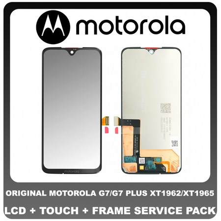 Γνήσιο Original Motorola MOTO G7 / G7 PLUS (XT1962,XT1965) Lcd Display Screen Οθόνη + Touch Screen Digitizer Μηχανισμός Αφής + Frame Πλασιο Black 5D68C13143 (Service Pack By Motorola)