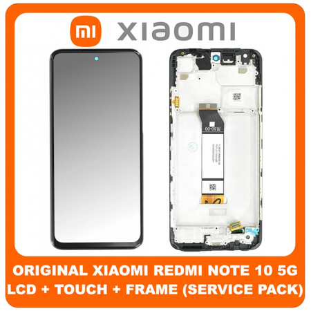 Γνήσια Original Xiaomi Redmi Note 10 5G Note10 5G (M2103K19G, M2103K19C) Poco M3 Pro 5G (MZB08QYIN) IPS LCD Display Assembly Screen Οθόνη + Touch Screen Digitizer Μηχανισμός Αφής Black Μαύρο 5600020K1900 (Service Pack By Xiaomi)