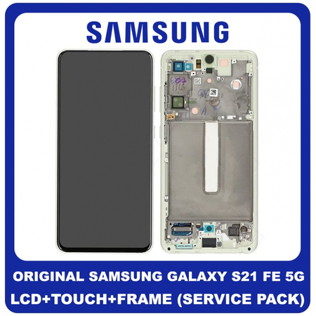 Γνήσιο Original Samsung Galaxy S21 FE 5G 2021 (G990B,G990B/DS) Dynamic AMOLED LCD Display Screen Assembly Οθόνη + Touch Screen Digitizer Μηχανισμός Αφής + Frame Bezel Πλαίσιο Σασί Green Πράσινο GH82-26414C (Service Pack By Samsung)