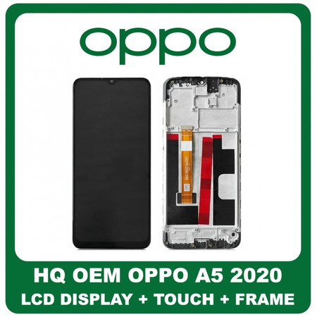 HQ OEM Συμβατό Για Oppo A5 2020 (CPH1931, CPH1959, CPH1933) IPS LCD Display Assembly Screen Οθόνη + Touch Screen Digitizer Μηχανισμός Αφής + Frame Bezel Πλαίσιο Black Μαύρο (Grade AAA+++)