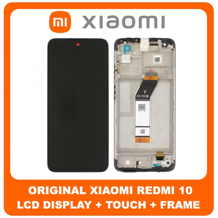 Γνήσια Original Xiaomi Redmi 10 (21061119AG, 21061119DG, 21061119AL) LCD Display Assembly Screen Οθόνη + Touch Screen Digitizer Μηχανισμός Αφής + Frame Bezel Πλαίσιο Tarnish Black Μαύρο 560002K19A00 (Service Pack By Xiaomi)