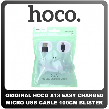 Γνήσια Original Hoco Easy Charged X13 Micro USB Fast Charging Cable Καλώδιο 100cm Black Μαύρο Blister (Blister Pack By Hoco)Γνήσια Original Hoco Easy Charged X13 Micro USB Fast Charging Cable Καλώδιο 100cm Black Μαύρο Blister (Blister Pack By Hoco)