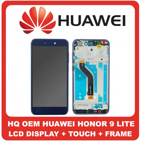 HQ OEM Συμβατό Για Huawei Honor 9 Lite (LLD-AL00, LLD-AL10) IPS LCD Display Screen Assembly Οθόνη + Touch Screen Digitizer Μηχανισμός Αφής + Frame Bezel Πλαίσιο Σασί Blue Μπλε Without Logo (Grade AAA+++)