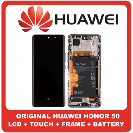 Γνήσια Original Huawei Honor 50 (NTH-AN00, NTH-NX9) AMOLED LCD Display Screen Assembly Οθόνη + Touch Screen Digitizer Μηχανισμός Αφής + Frame Bezel Πλαίσιο Σασί + Battery Μπαταρία Emerald Green Πράσινο 02354GLW (Service Pack By Huawei)