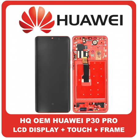 HQ OEM Συμβατό Για Huawei P30 Pro (VOG-L29, VOG-L09, VOG-AL00) OLED LCD Display Screen Assembly Οθόνη + Touch Screen Digitizer Μηχανισμός Αφής + Frame Bezel Πλαίσιο Σασί Amber Sunrise (Grade AAA+++)