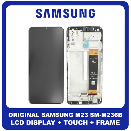 Γνήσια Original Samsung Galaxy M23 5G (SM-M236B) TFT LCD Display Screen Assembly Οθόνη + Touch Screen Digitizer Μηχανισμός Αφής + Frame Bezel Πλαίσιο Σασί  Black Μαύρο GH82-28487A (Service Pack By Samsung)