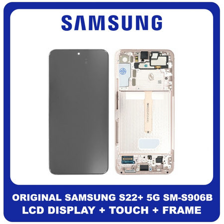 Γνήσιο Original Samsung Galaxy S22+ 5G (SM-S906B, SM-S906B/DS) Dynamic AMOLED LCD Display Screen Assembly Οθόνη + Touch Screen Digitizer Μηχανισμός Αφής + Frame Bezel Πλαίσιο Σασί Pink Ροζ GH82-27500D (Service Pack By Samsung)