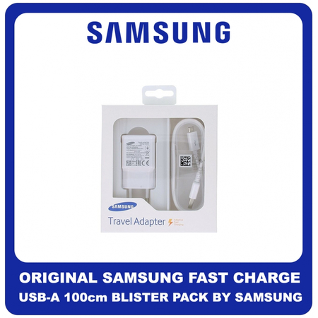 Γνήσια Original Samsung Fast Charge 5V 2A USB-A To Micro USB 15W Cable Καλώδιο 100cm  White Άσπρο Blister EP-TA20EWE & ECB-DU4AWE (Blister Pack by Samsung)