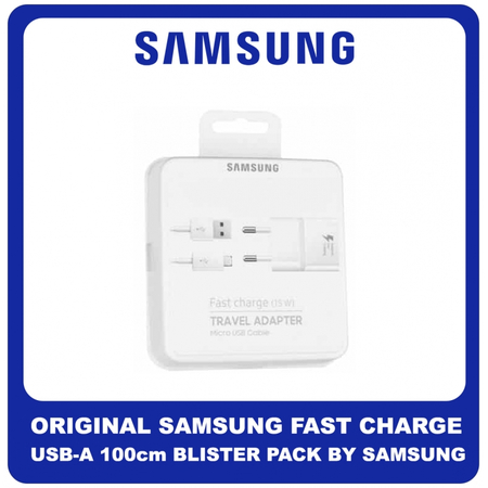 Γνήσια Original Samsung Fast Charge 5V 2A USB-A To Micro USB 15W Cable Καλώδιο 100cm  White Άσπρο Blister EP-TA20EWE & ECB-DU4AWE (Blister Pack by Samsung)