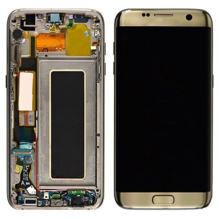 Γνήσια Original Samsung Galaxy S7 Edge G935F G935 Οθόνη LCD + Touch Screen Μηχανισμός Αφής Gold GH97-18533C