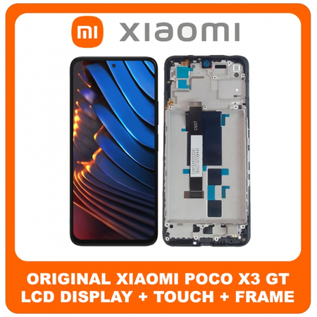 Γνήσια Original Xiaomi Poco X3 GT, PocoX3 GT (21061110AG) IPS LCD Display Screen Assembly Οθόνη + Touch Screen Digitizer Μηχανισμός Αφής + Frame Bezel Πλαίσιο Σασί Black Μαύρο 560003K10A00 (Service Pack By Xiaomi)