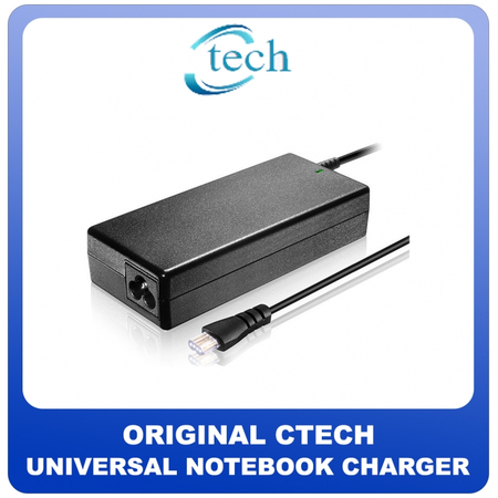 Γνήσια Original CTECH Universal Notebook Charger Φορτιστής Λάπτοπ 90W Black Μαύρο Blister