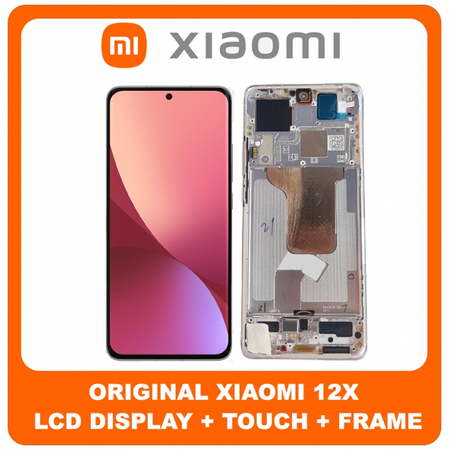 Γνήσια Original Xiaomi 12X 5G (2112123AC,2112123AG) / 12S 5G (2206123SC) / 12 5G (2201123G,2201123C)​ AMOLED LCD Display Screen Assembly Οθόνη + Touch Screen Digitizer Μηχανισμός Αφής + Frame Bezel Πλαίσιο Σασί Purple Μωβ 5600050L3A00 (Service Pack By Xiaomi)