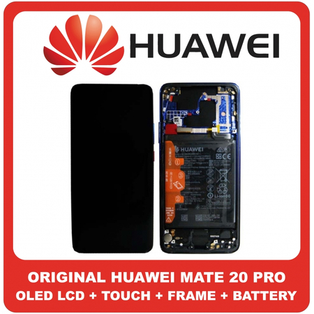 Γνήσια Original Huawei Mate 20 Pro, Mate20 Pro (LYA-L09, LYA-L29, LYA-AL00) OLED LCD Display Screen Assembly Οθόνη + Touch Screen Digitizer Μηχανισμός Αφής + Frame Bezel Πλαίσιο Σασί Battery Μπαταρία 02352GGC Twillight (Service Pack By Huawei)