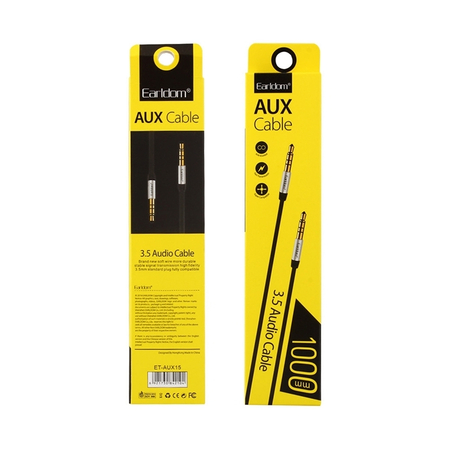 Καλώδιο Ήχου, Earldom, Aux15, Υποδοχή 3.5mm, m / m, 1.0m, Μαύρο - 14878
