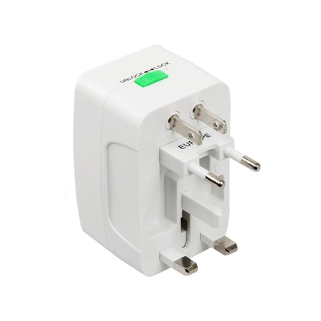 Universal Travel Adapter - Charger no Brand, 2xusb, 1.0a, Eu/us/uk/au to Eu/us/uk/au, 220v, White - 17708