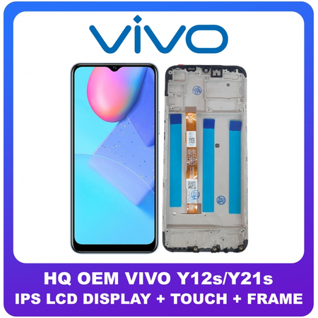 HQ OEM Συμβατό Για Vivo Y12s (V2026, V2033, V2042), Y21s (V2110), IPS LCD Display Screen Assembly Οθόνη + Touch Screen Digitizer Μηχανισμός Αφής + Frame Bezel Πλαίσιο Σασί Black Μαύρο (Grade AAA+++)