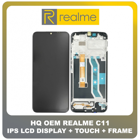 HQ OEM Συμβατό Για Realme C11 (RMX2185) IPS LCD Display Screen Assembly Οθόνη + Touch Screen Digitizer Μηχανισμός Αφής + Frame Bezel Πλαίσιο Σασί Black Μαύρο (Grade AAA+++)