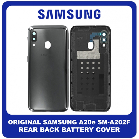Γνήσιο Original Samsung Galaxy A20e (SM-A202F, SM-A202K) Rear Back Battery Cover Πίσω Κάλυμμα Καπάκι Πλάτη Μπαταρίας Black Μαύρο GH82-20125A (Service Pack By Samsung)