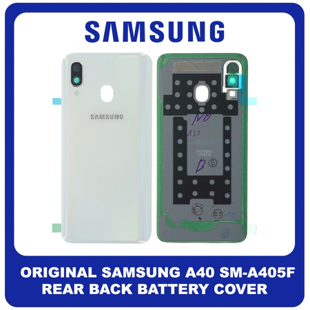 Γνήσια Original Samsung Galaxy A40 (SM-A405F, SM-A405FN, SM-A405FM, SM-A405S) Rear Back Battery Cover Πίσω Κάλυμμα Καπάκι Πλάτη Μπαταρίας White Άσπρο GH82-19406B (Service Pack By Samsung)