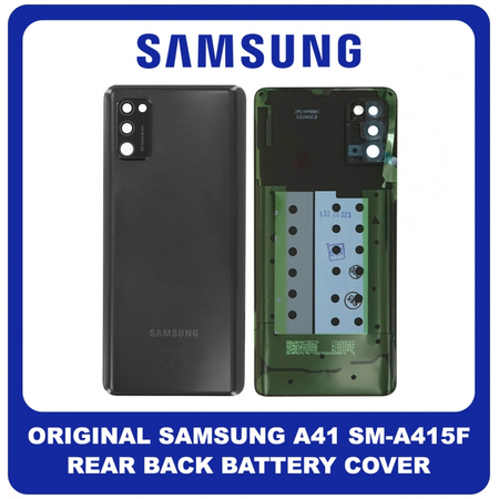 Γνήσια Original Samsung Galaxy A41 (SM-A415F, SM-A415F/DS) Rear Back Battery Cover Πίσω Κάλυμμα Καπάκι Πλάτη Μπαταρίας Black Μαύρο GH82-22585A (Service Pack By Samsung)