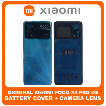Γνήσια Original Xiaomi Poco X4 Pro 5G (2201116PG) Rear Back Battery Cover Πίσω Κάλυμμα Καπάκι Μπαταρίας + Camera Frame Without Main Camera Lens​ Laser Blue Μπλε (Service Pack By Xiaomi)