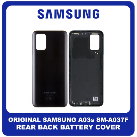 Γνήσια Original Samsung Galaxy A03s (SM-A037F, SM-A037F/DS, SM-A037M, SM-A037G, SM-A037U) Rear Back Battery Cover Πίσω Κάλυμμα Καπάκι Πλάτη Μπαταρίας Black Μαύρο GH81-21266A (Service pack By Samsung)