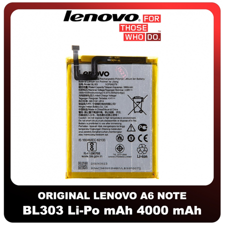 Γνήσια Original Lenovo A6 Note (PAGK0027IN, PAGK0027, L19041) Battery Μπαταρία Li-Po 4000 mAh BL303 (Service Pack By Lenovo)