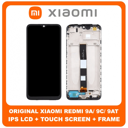 Γνήσιο Original Xiaomi Redmi 9A (M2006C3LG), Redmi 9C (M2006C3MG), Redmi 9AT (M2006C3LVG) Redmi 10A (220233L2C) IPS LCD Display Screen Assembly Οθόνη + Touch Screen Digitizer Μηχανισμός Αφής + Frame Bezel Πλαίσιο Σασί  Black Μαύρο 5600070C3L00 (Service Pack By Xiaomi)