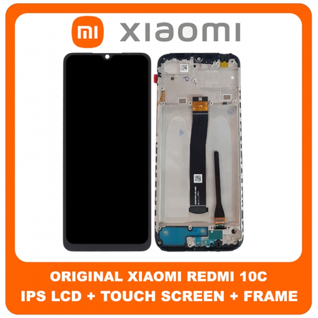 Γνήσια Original Xiaomi Redmi 10C (220333QAG, 220333QBI), Poco C40 (220333QPG) IPS LCD Display Screen Assembly Οθόνη + Touch Screen Digitizer Μηχανισμός Αφής + Frame Bezel Πλαίσιο Σασί Black Μαύρο 560001C3QA00 (Service Pack By Xiaomi)