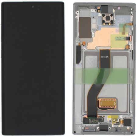 Γνήσια Original Samsung Galaxy Note 10+ Plus SM-N975F N975 Oled Οθόνη LCD Display Screen + Touch Screen DIgitizer Μηχανισμός Αφής + Frame Πλαίσιο Aura Glow Silver GH82-20838C