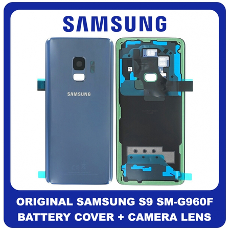 Γνήσια Original Samsung Galaxy S9 (SM-G960F, SM-G960, SM-G960F) Rear Back Battery Cover Πίσω Κάλυμμα Καπάκι Πλάτη Μπαταρίας + Camera Lens Τζαμάκι Κάμερας Polaris Blue Μπλε GH82-15865D/GH82-15875D (Service Pack By Samsung)