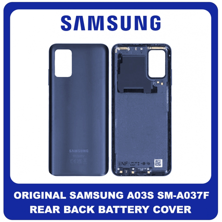 Γνήσια Original Samsung Galaxy A03s (SM-A037F, SM-A037F/DS, SM-A037M, SM-A037G, SM-A037U) Rear Back Battery Cover Πίσω Κάλυμμα Καπάκι Πλάτη Μπαταρίας Blue Μπλε GH81-21305A (Service pack By Samsung)