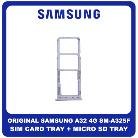 Γνήσια Original Samsung Galaxy A32 4G (SM-A325F, SM-A325F/DS, SM-A325M, SM-A325N) SIM Card Tray + Micro SD Tray Slot Υποδοχέας Βάση Θήκη Κάρτας SIM Awesome Violet Βιολετή GH98-46409D​ (Service Pack By Samsung)