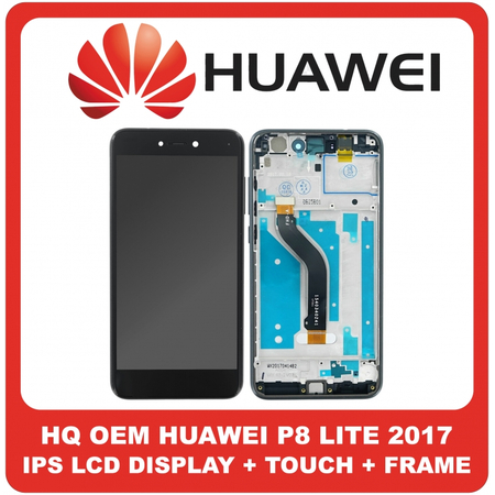 HQ OEM Συμβατό Για Huawei P8 Lite 2017 (PRA-TL10, PRA-TL20) IPS LCD Display Screen Assembly Οθόνη + Touch Screen Digitizer Μηχανισμός Αφής + Frame Bezel Πλαίσιο Σασί Black Μαύρο Without Logo (Grade AAA+++)