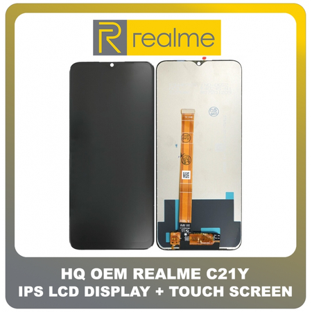 HQ OEM Συμβατό Για Realme C21Y, RealmeC21Y  (RMX3261, RMX3263) IPS LCD Display Screen Assembly Οθόνη + Touch Screen Digitizer Μηχανισμός Αφής Black Μαύρο Without Frame (Grade AAA+++)
